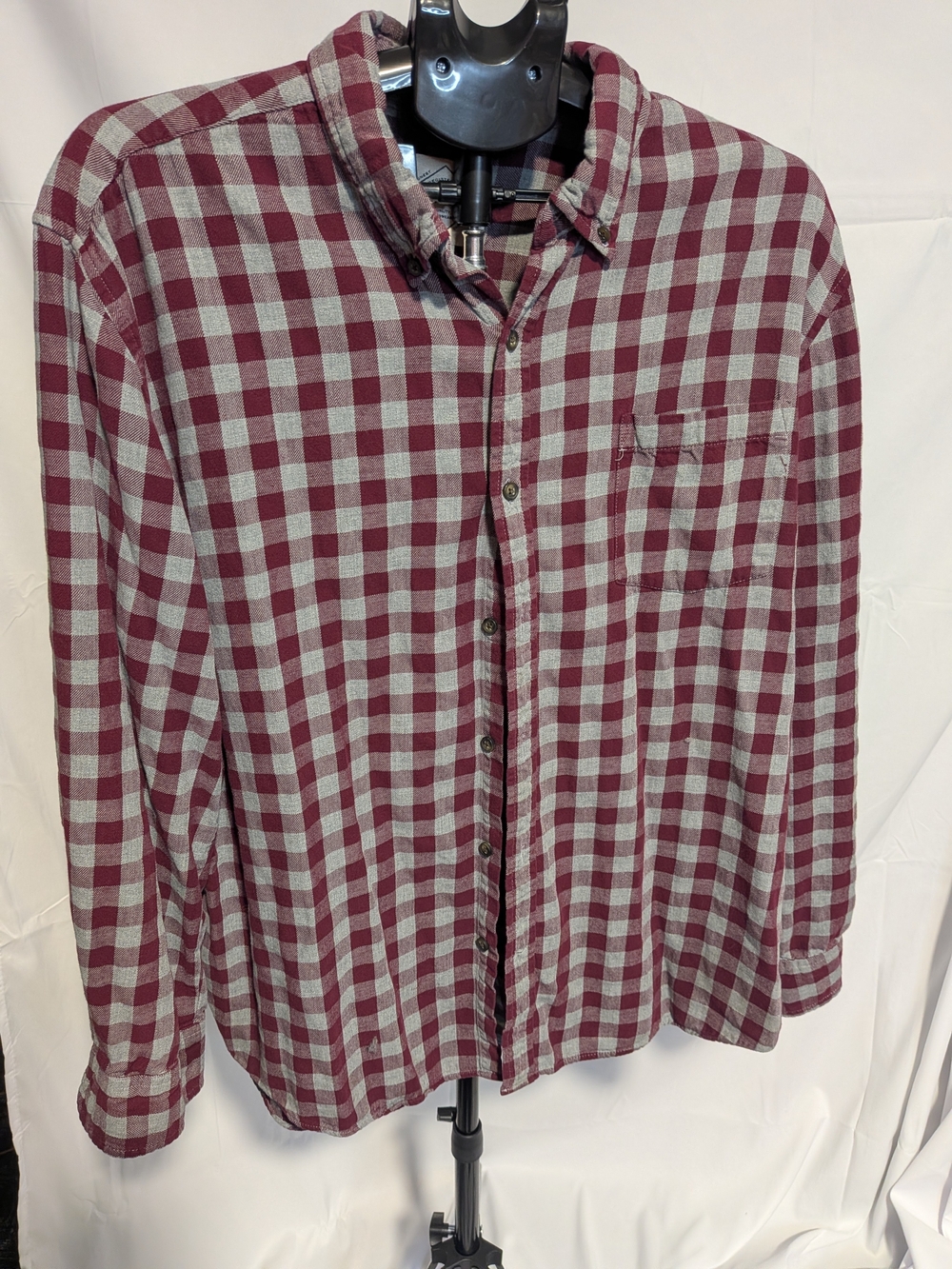 St. John's Bay Burgundy and White Check Button-Down Shirt